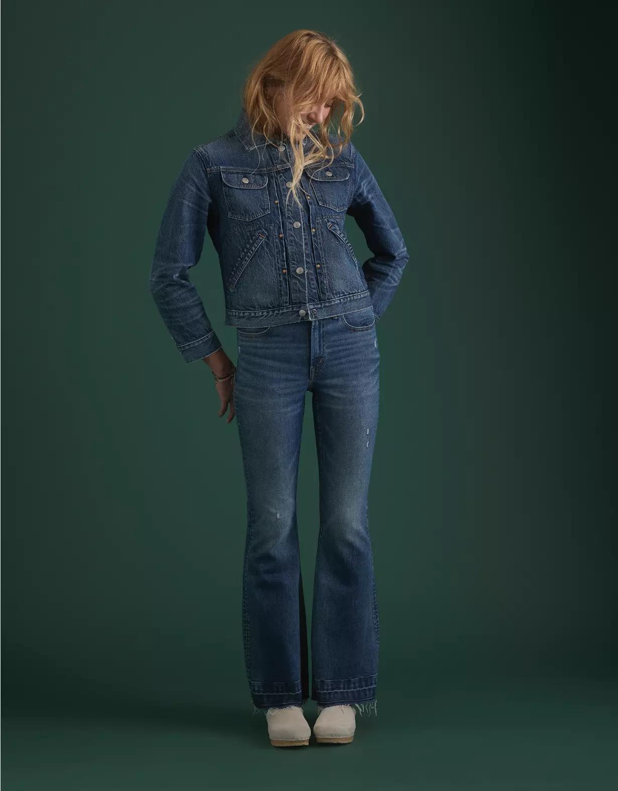 AE77 Premium Shrunken Denim Jacket Product Image