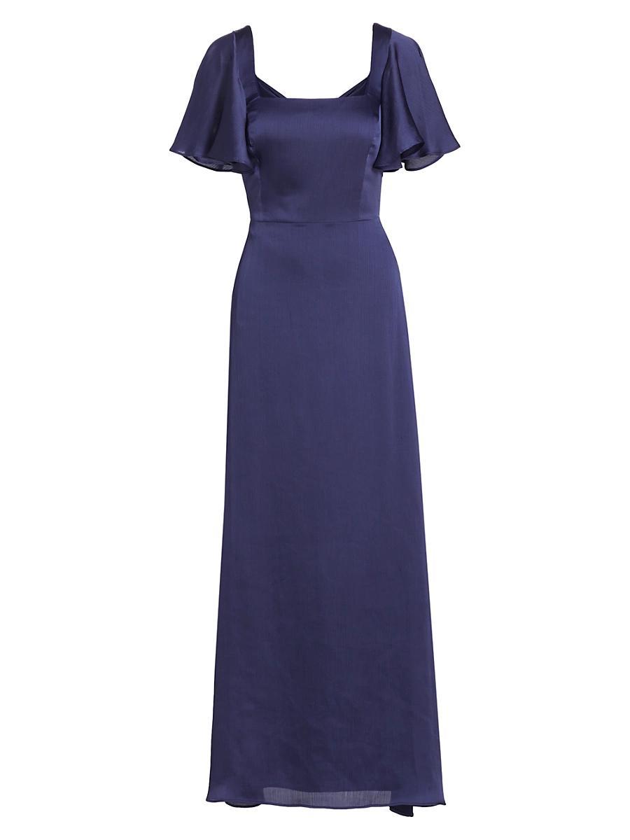 Womens Aurora Satin A-Line Gown Product Image