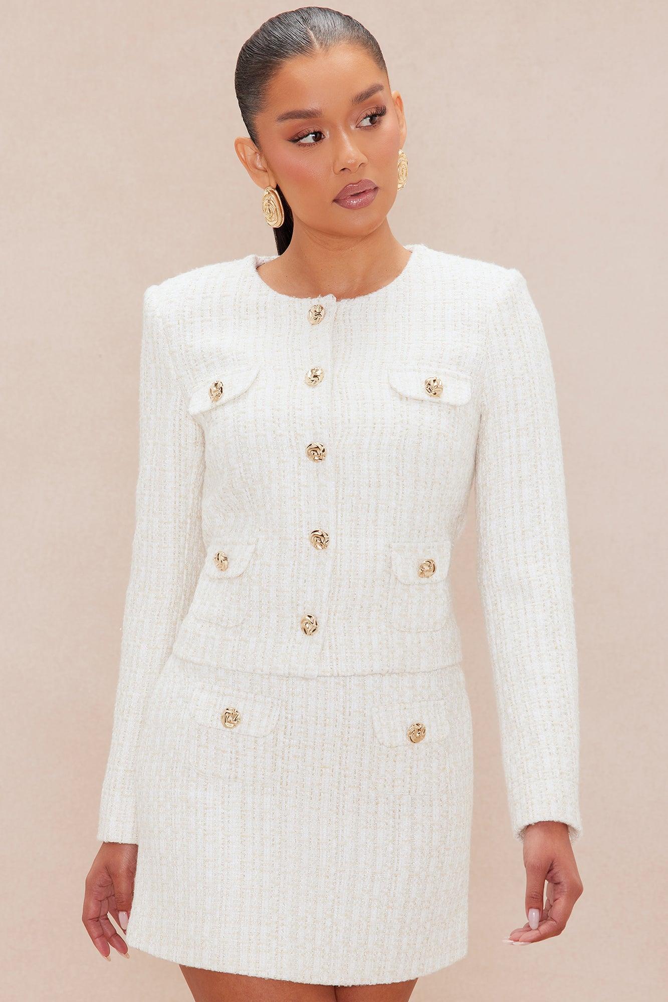 Tiffani Tweed Skirt Set - Cream Product Image