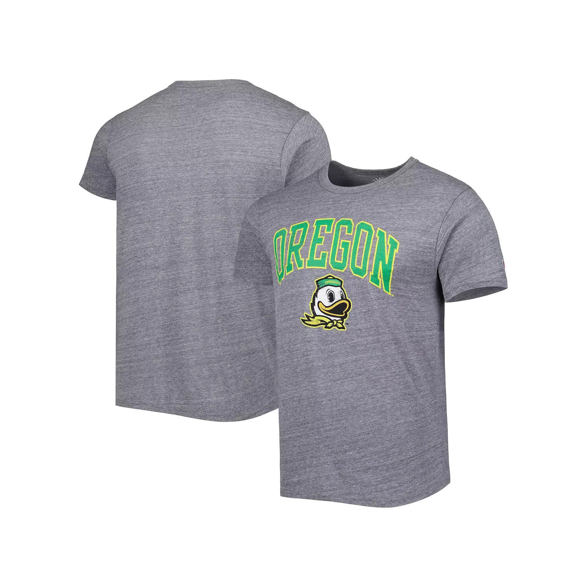 Men's League Collegiate Wear Heather Gray Oregon Ducks 1965 Arch Victory Falls Tri-Blend T-Shirt, Size: 2XL, Grey Product Image