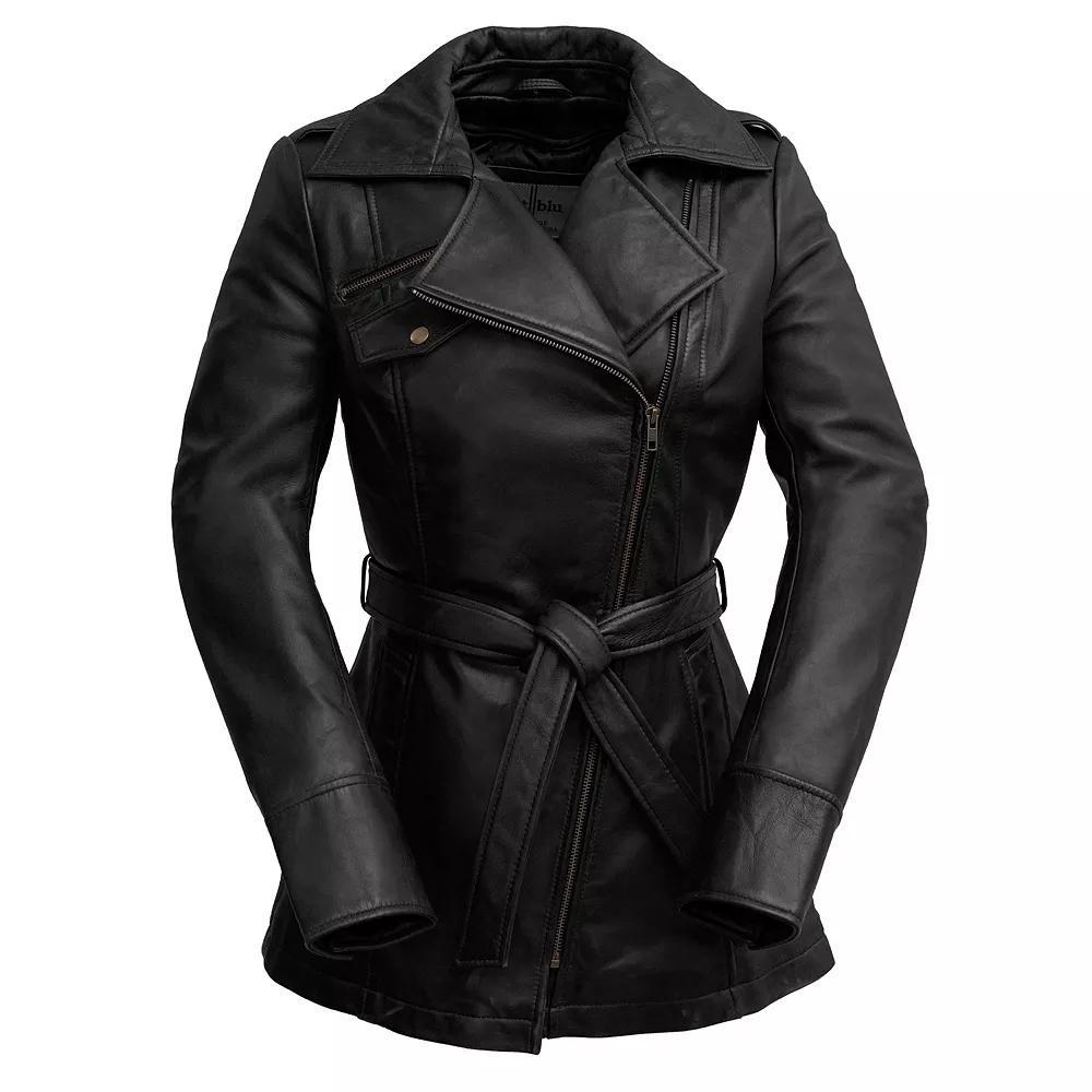Women's Whet Blu Leather Trench Coat,  Product Image