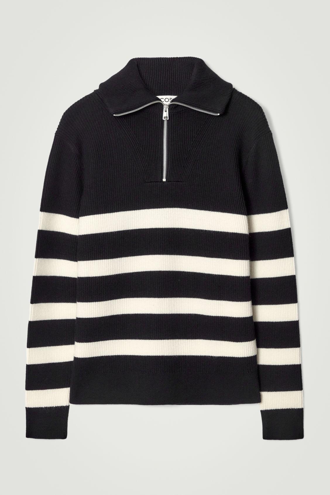 COS Merino Wool Half-zip Jumper In Black Product Image