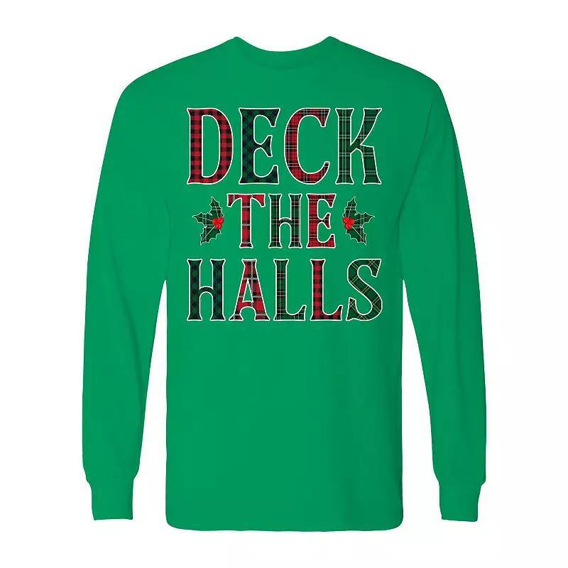 Men's Christmas Deck The Halls Long Sleeve Graphic Tee, Size: Small, Irish Green Product Image