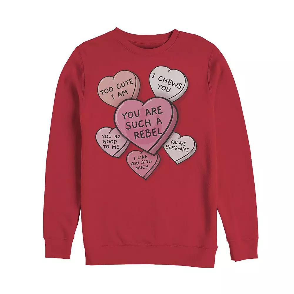 Men's Star Wars Valentines Candy Heart Quotes Sweatshirt, Size: Large, Red Product Image