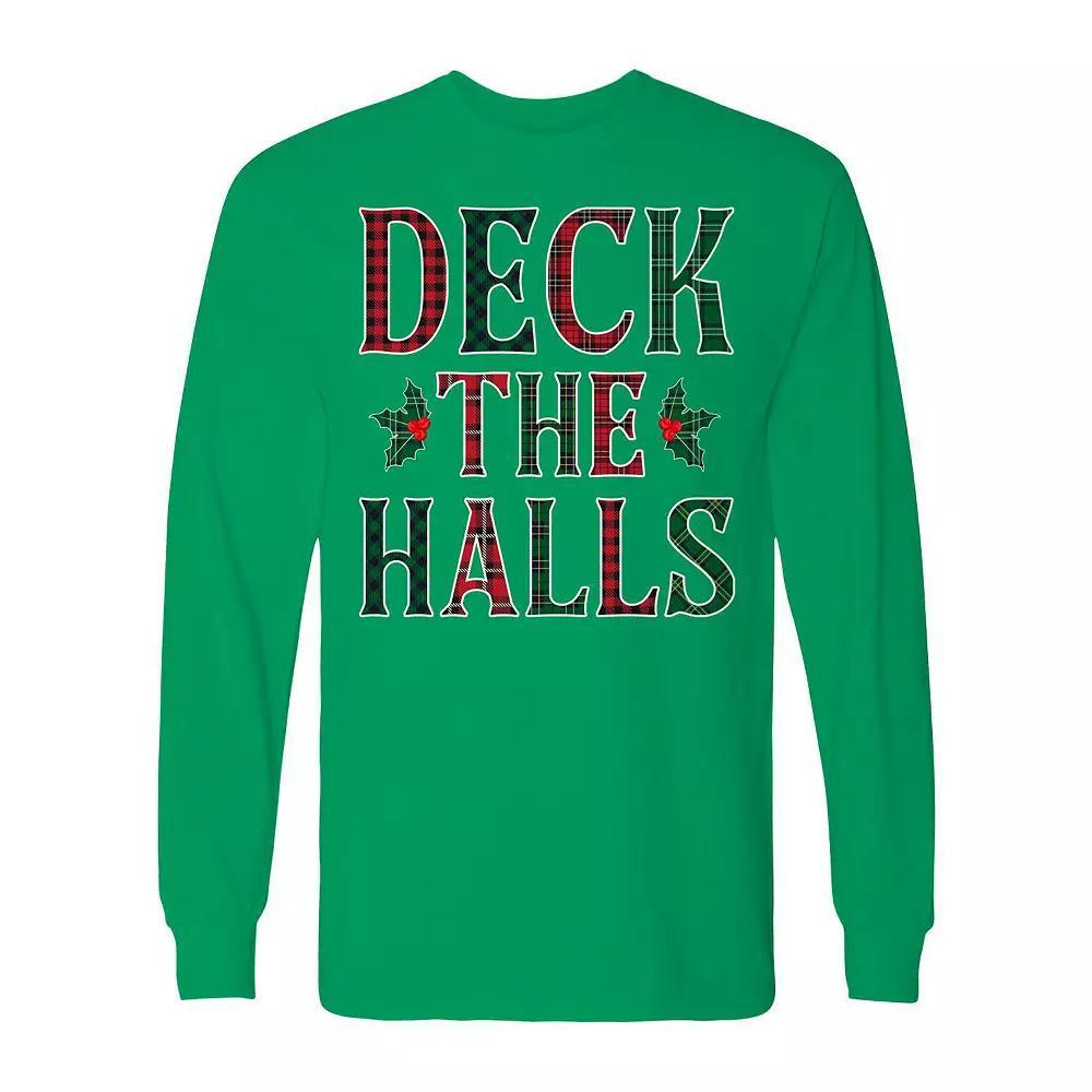 Men's Christmas Deck The Halls Long Sleeve Graphic Tee, Size: Small, Irish Green Product Image