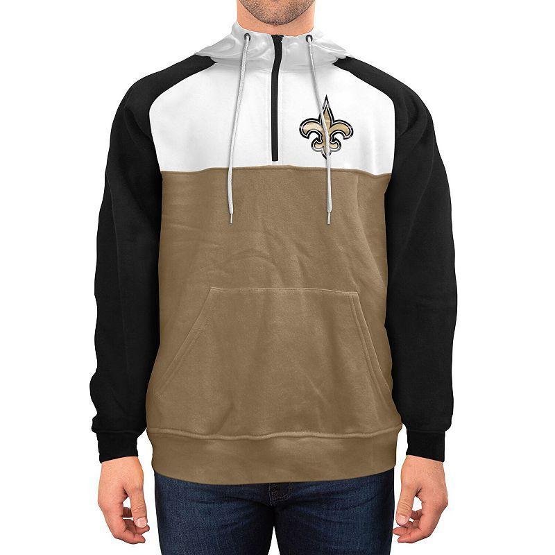 Mens New Era /White New Orleans Saints Gametime Quarter-Zip Hoodie Jacket Product Image