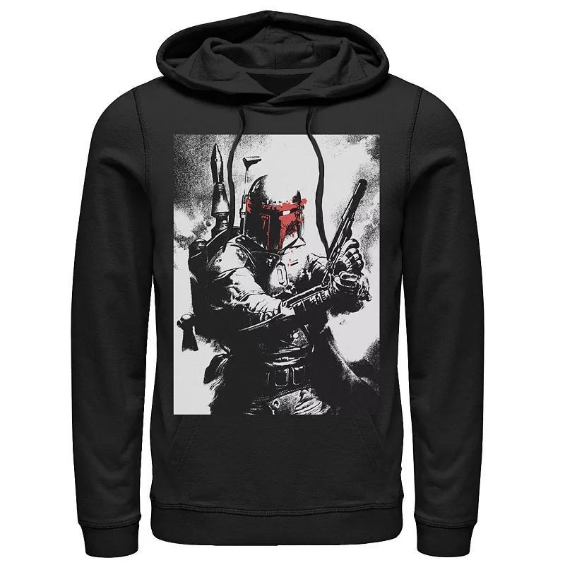 Men's Star Wars Boba Fett Faded Action Portrait Poster Hoodie, Size: Large, White Product Image