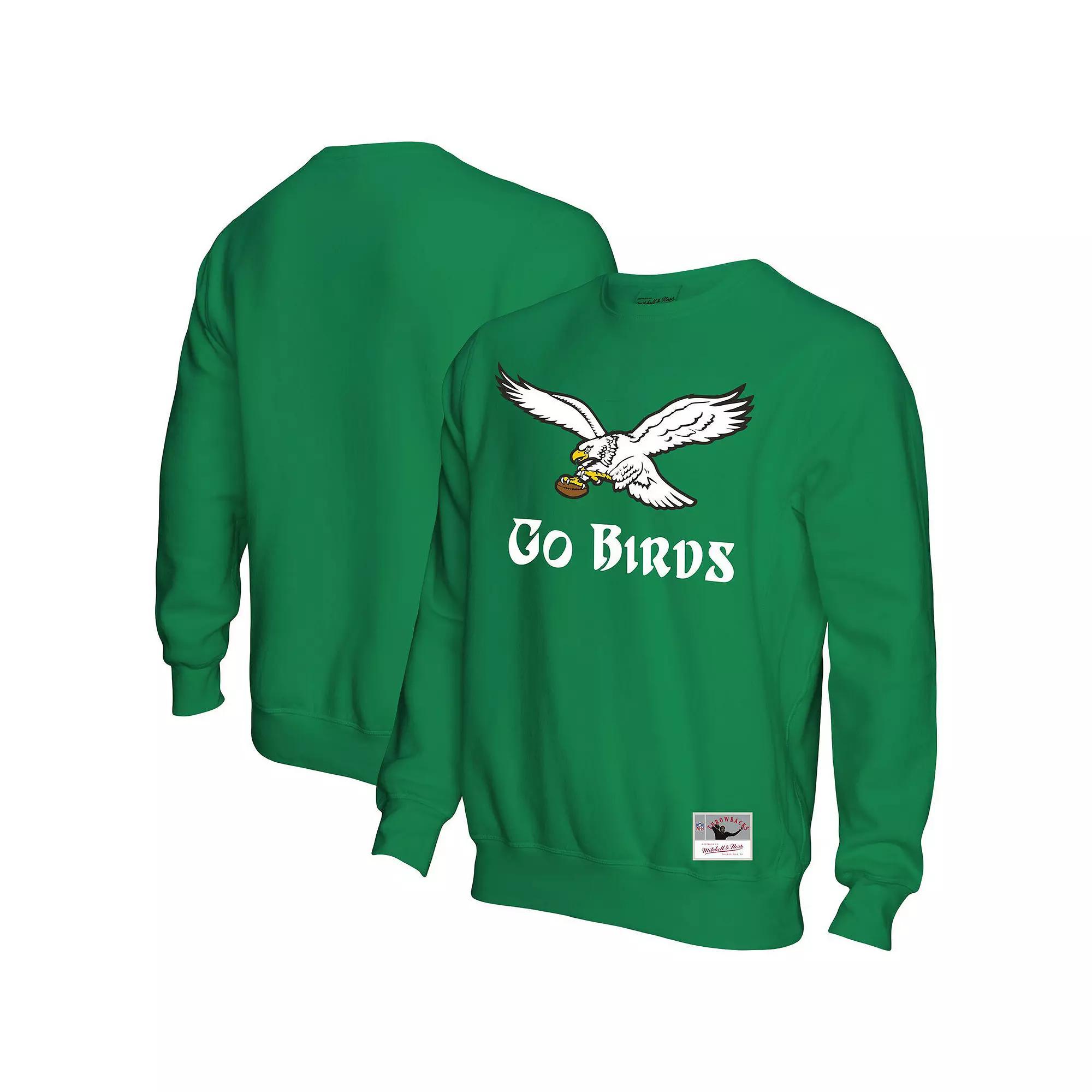 Men's Mitchell & Ness Kelly Green Philadelphia Eagles Go Birds Pullover Sweatshirt, Size: 2XL Product Image