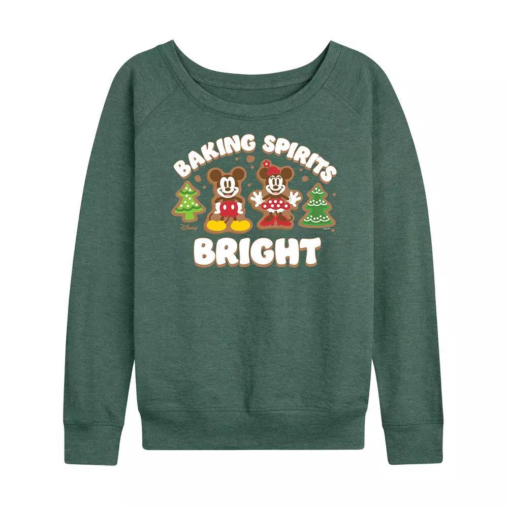 Disney's Mickey and Minnie Mouse Women's Baking Spirits Bright French Terry Long Sleeve Tee,  Product Image
