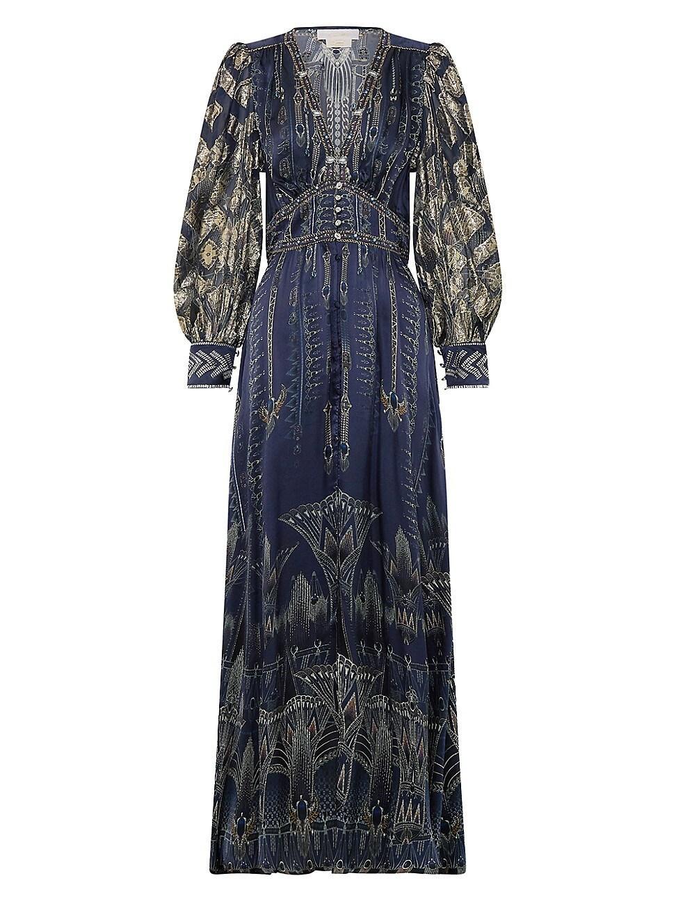 Womens Egypt Silk Empire-Waist Maxi Dress Product Image