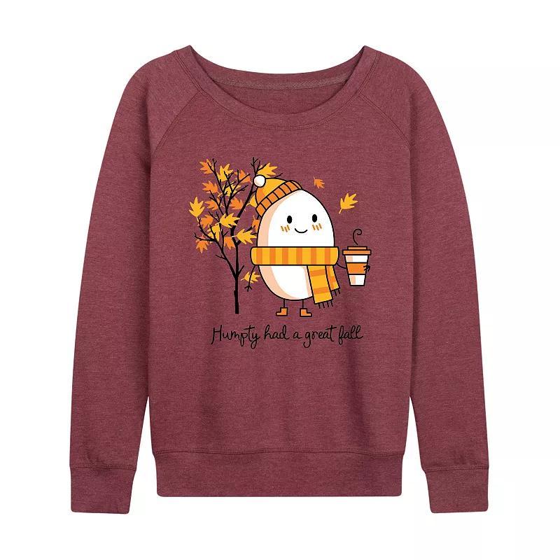 Plus Size Humpty Had A Great Fall French Terry Long Sleeve Tee, Womens Grey Dark Red Product Image