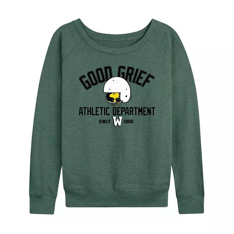 Women's Peanuts Good Grief Woodstock French Terry Long Sleeve Tee, Girl's, Size: XL, Grey Green Product Image