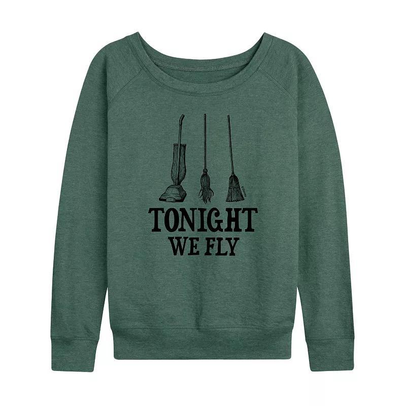 Disneys Hocus Pocus Plus Size Tonight We Fly Lightweight French Terry Sweatshirt, Womens Grey Green Product Image