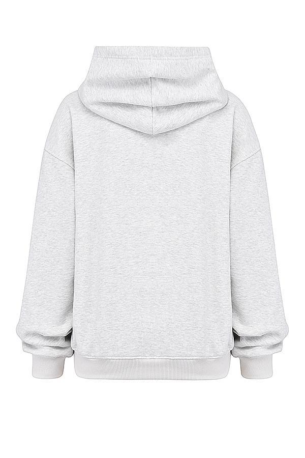 Mirage  light grey marl cotton fleece-back zip through hoodie Product Image