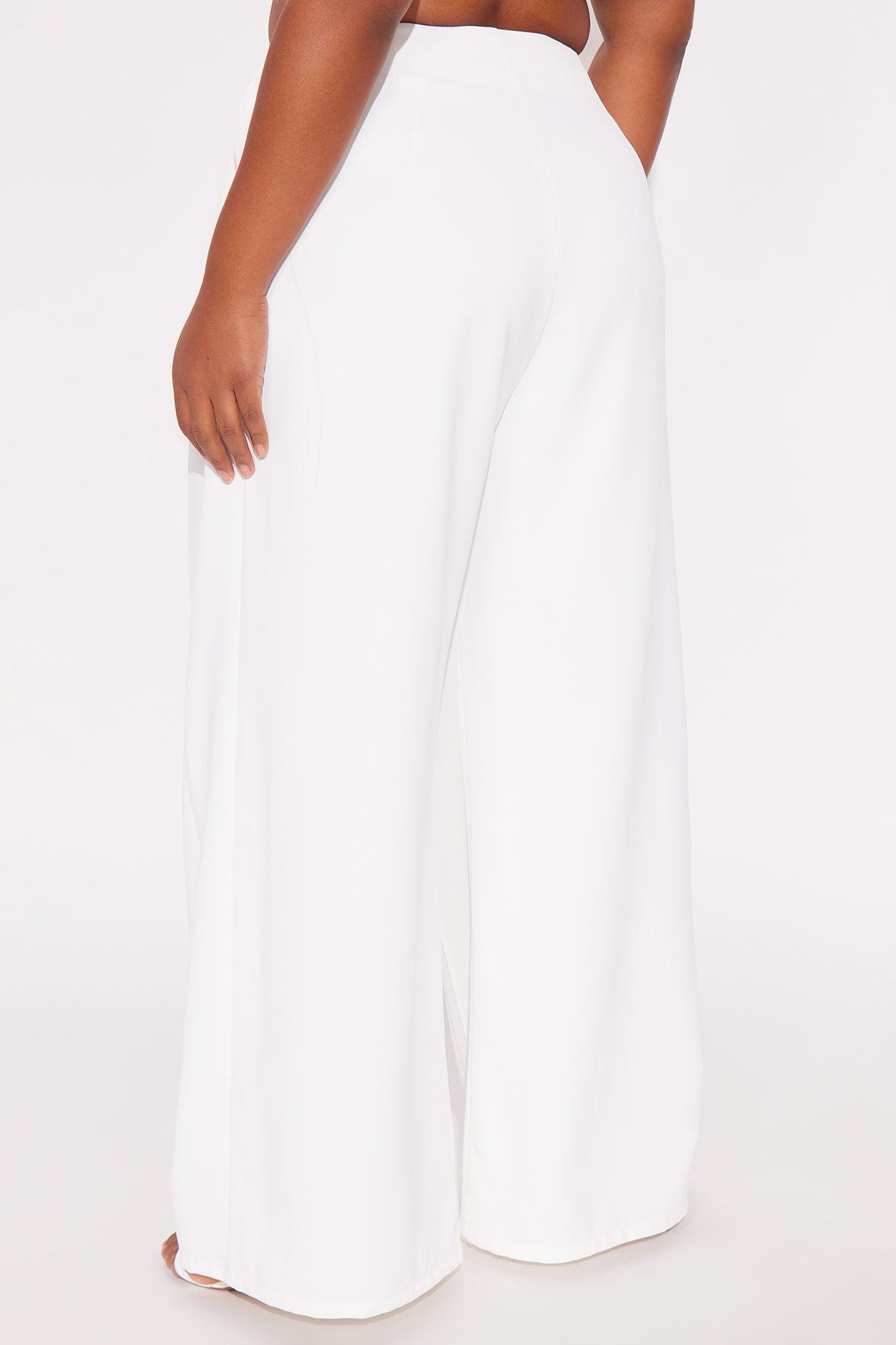 Blaire Wide Leg Trouser - White Product Image