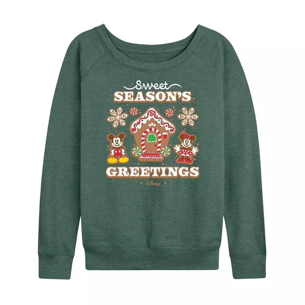 Disney's Mickey and Minnie Mouse Women's Seasons Greetings French Terry Long Sleeve Tee,  Product Image