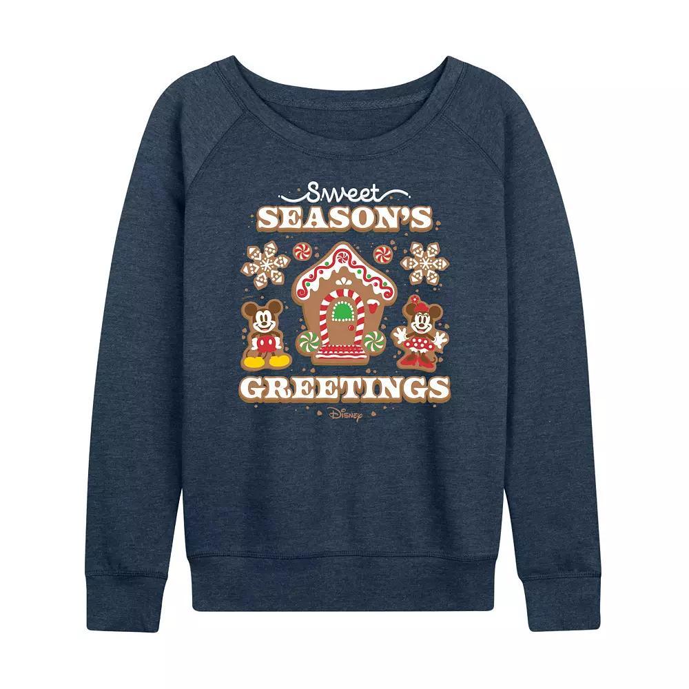Disney's Mickey and Minnie Mouse Women's Seasons Greetings French Terry Long Sleeve Tee,  Product Image