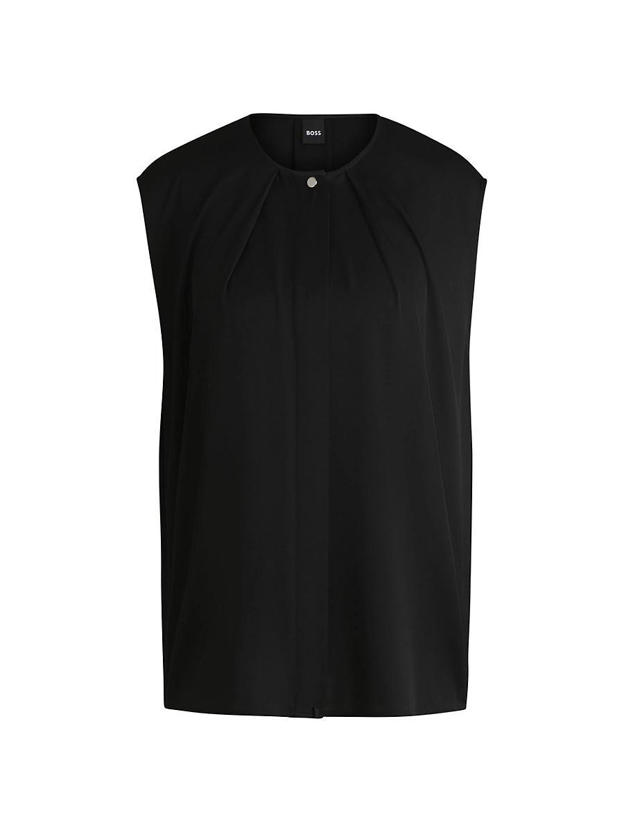 Womens Fitted Sleeveless Blouse in Stretch Silk with Concealed Placket Product Image