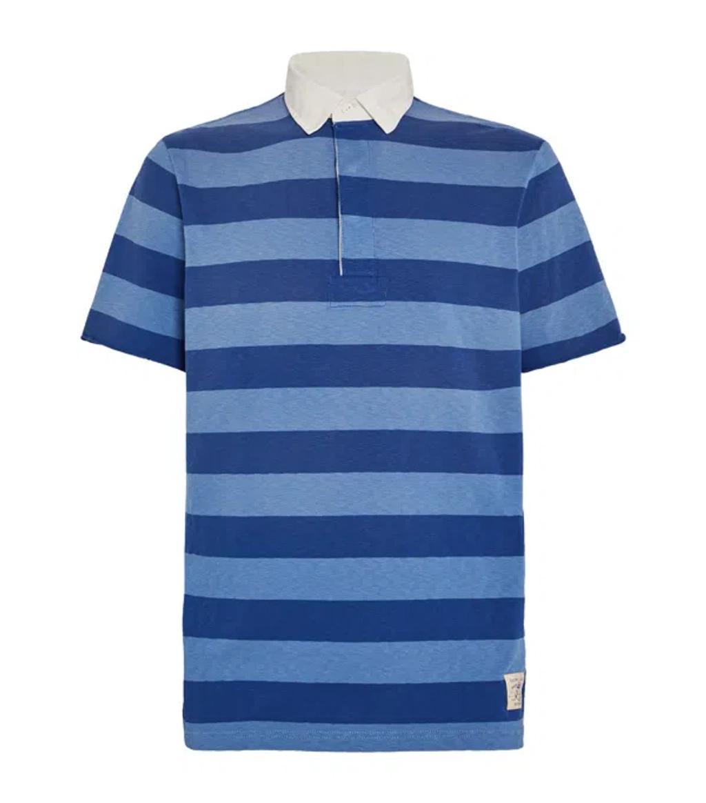 POLO RALPH LAUREN Jersey Striped Rugby Shirt In Blue Product Image