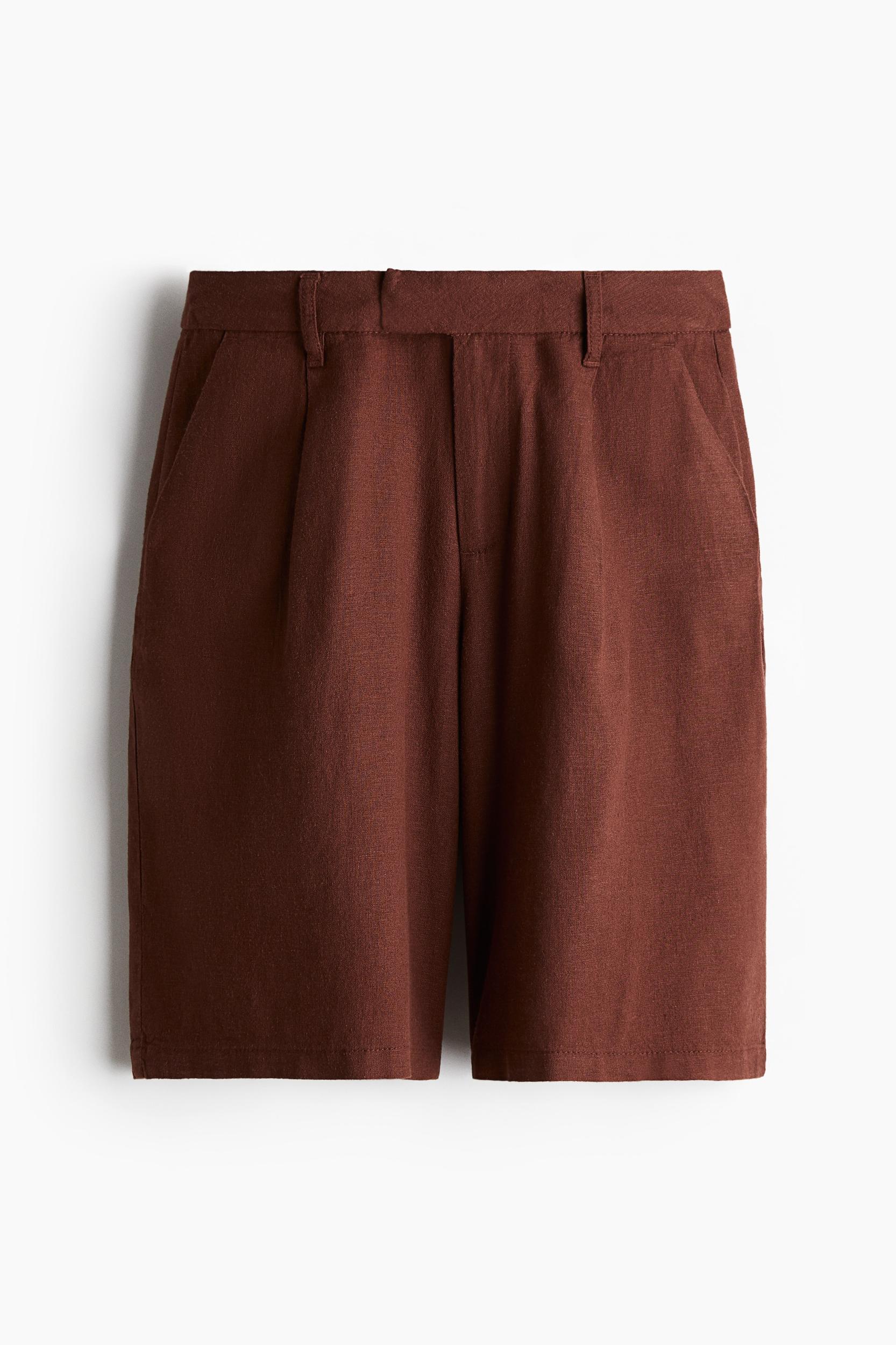 Knee-Length Linen-Blend Shorts Product Image