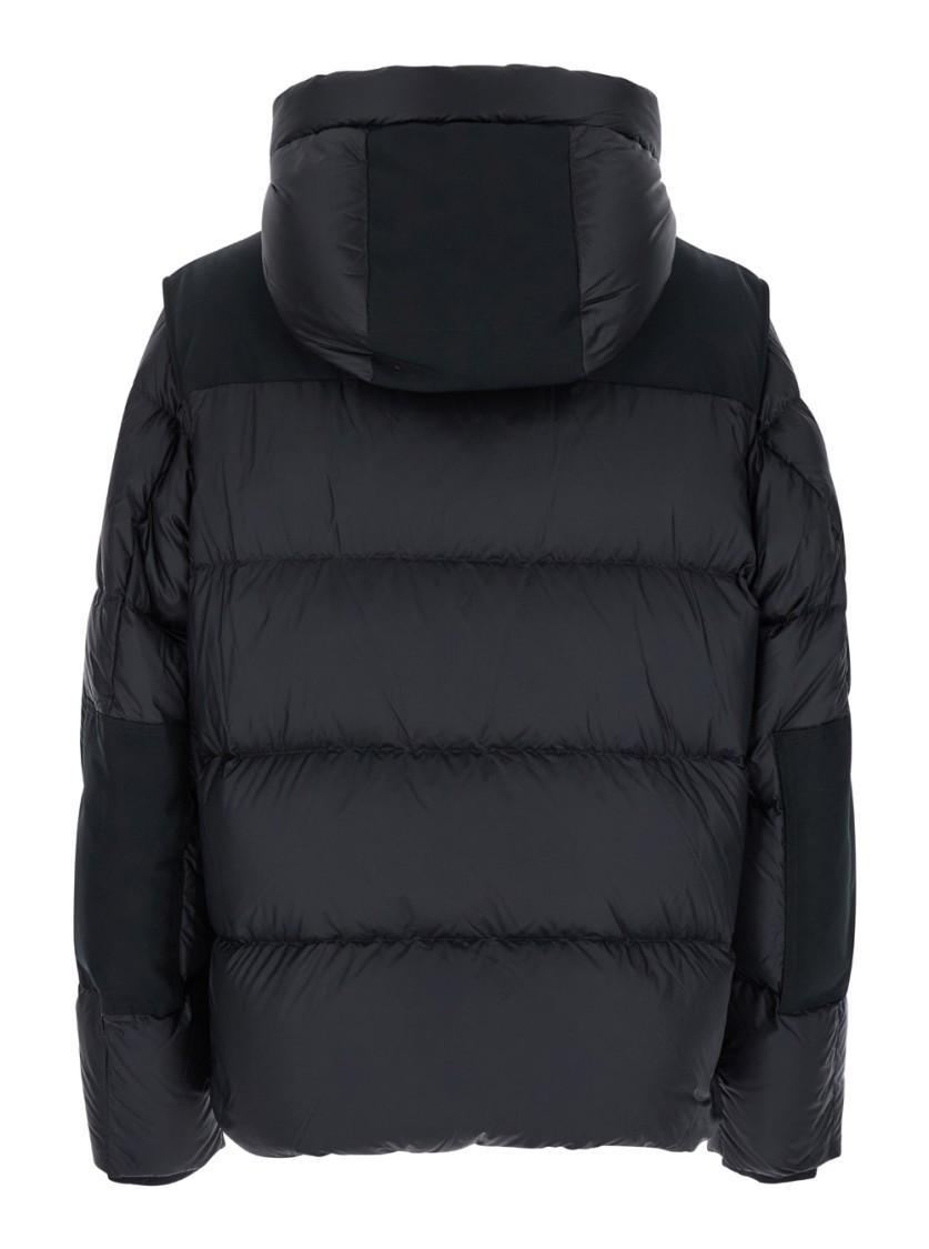 Black Nylon Padded Jacket In Navy Blue Product Image