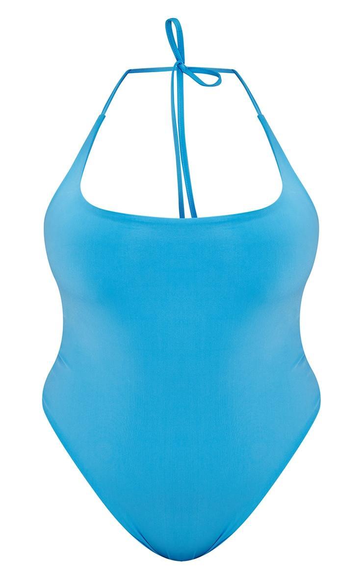 Plus Bright Blue Cowl Neck Swimsuit Product Image