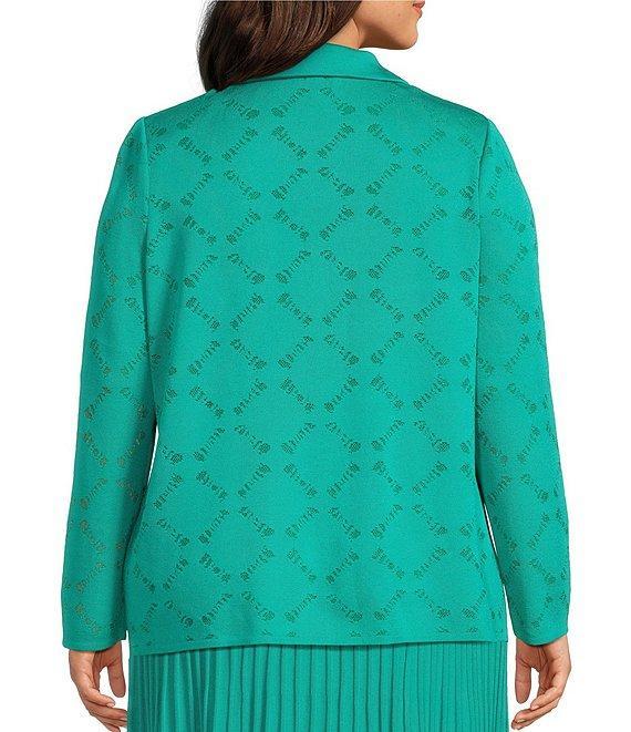 Ming Wang Plus Soft Knit Burnout Notch Lapel Long Sleeve Jacket Product Image