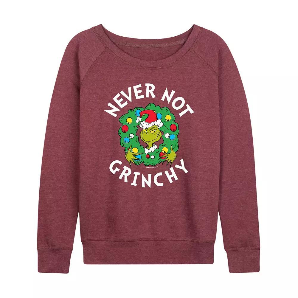 Women's Dr. Seuss Never Not Grinchy French Terry Long Sleeve Tee,  Product Image