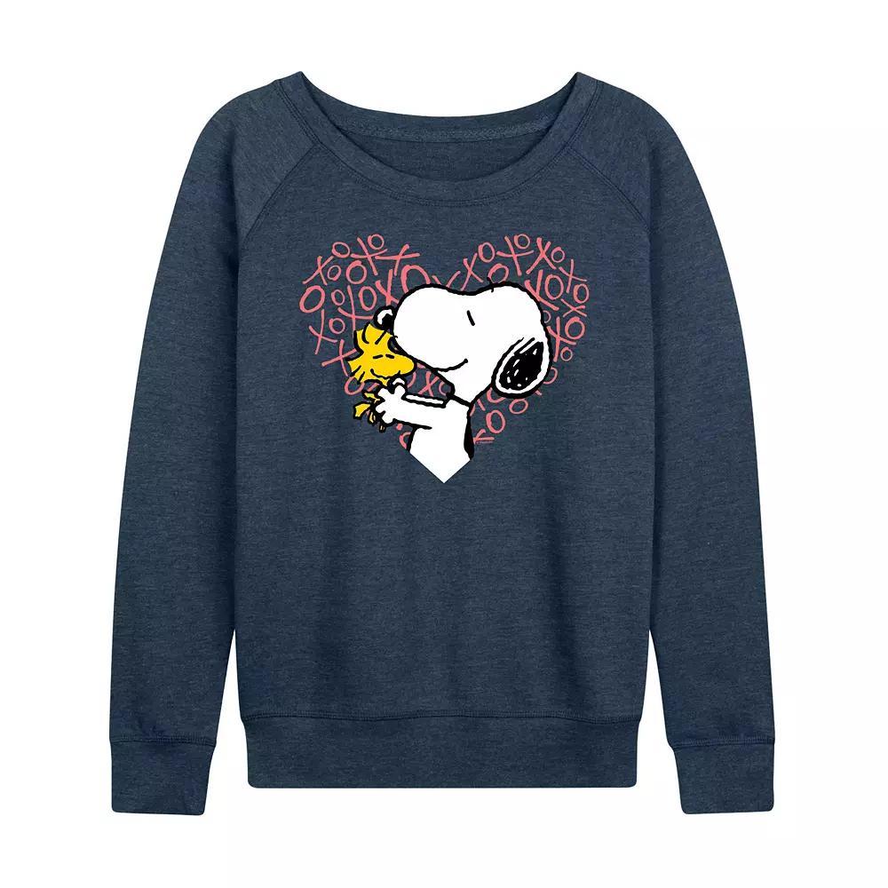 Women's Peanuts Snoopy & Woodstock XO Heart French Terry Long Sleeve Tee,  Product Image
