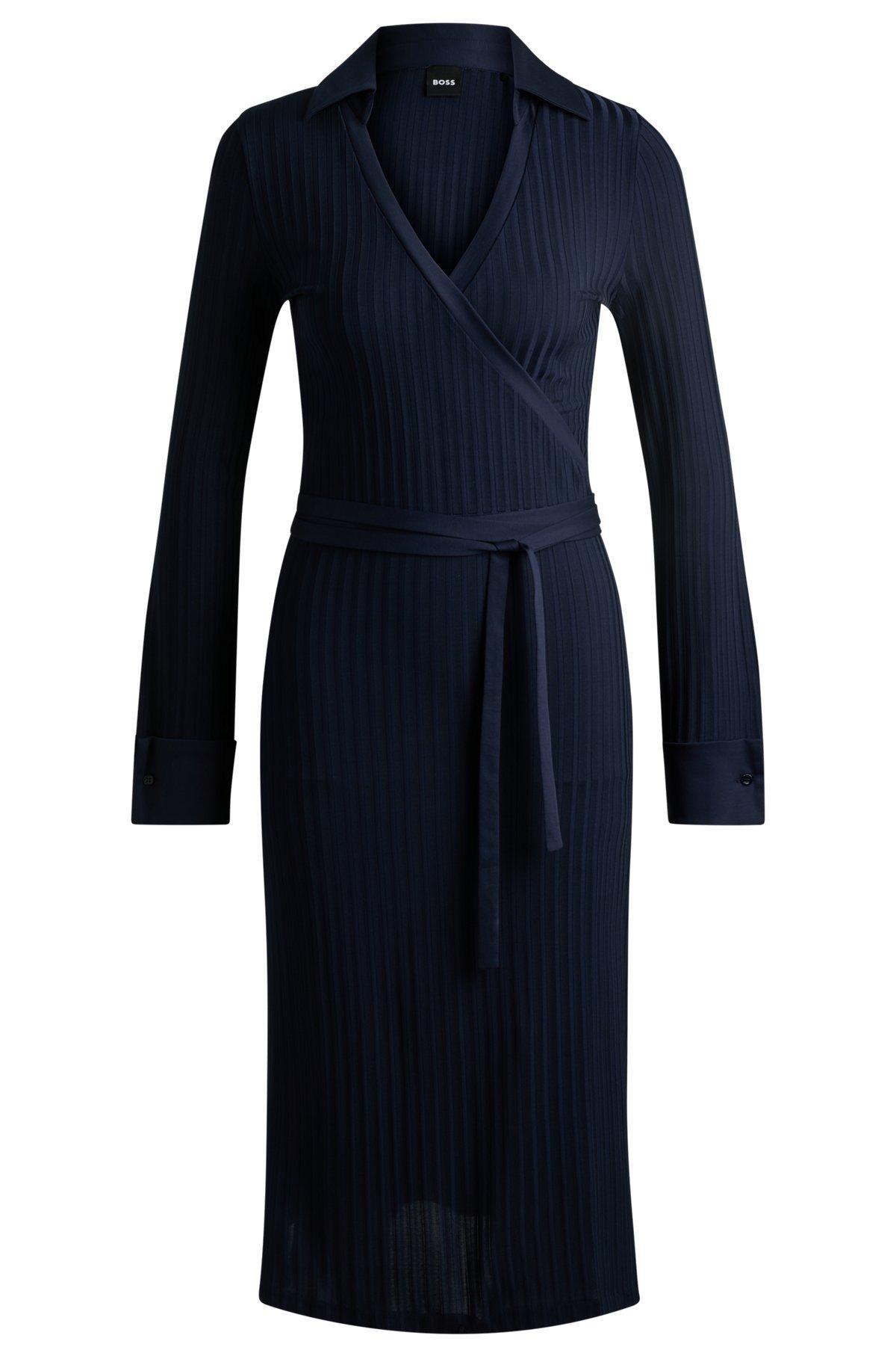 Wrap dress in lustrous ribbed jersey Product Image