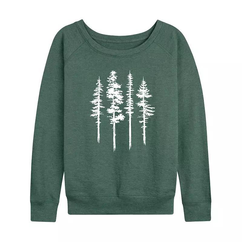 Women's Abstract Trees French Terry Long Sleeve Tee, Size: XXL, Grey Indigo Product Image