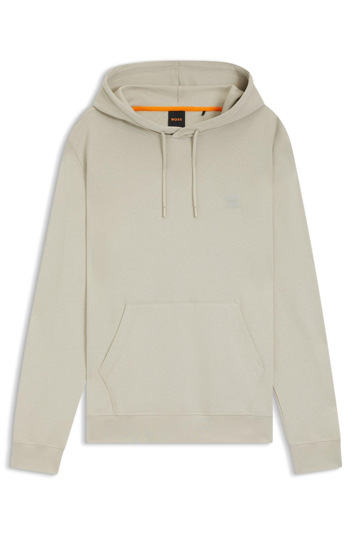 Cotton-terry hoodie with logo patch Product Image