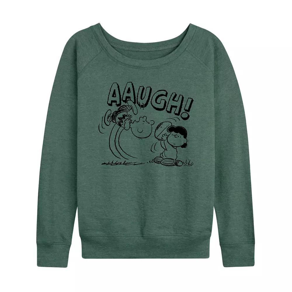 Women's Peanuts Charlie Brown Football French Terry Long Sleeve Tee, Girl's, Size: XL, Grey Green Product Image