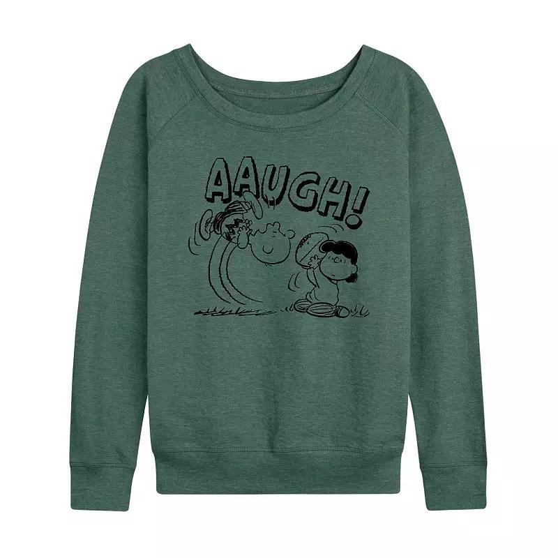 Women's Peanuts Charlie Brown Football French Terry Long Sleeve Tee, Girl's, Size: XL, Grey Green Product Image