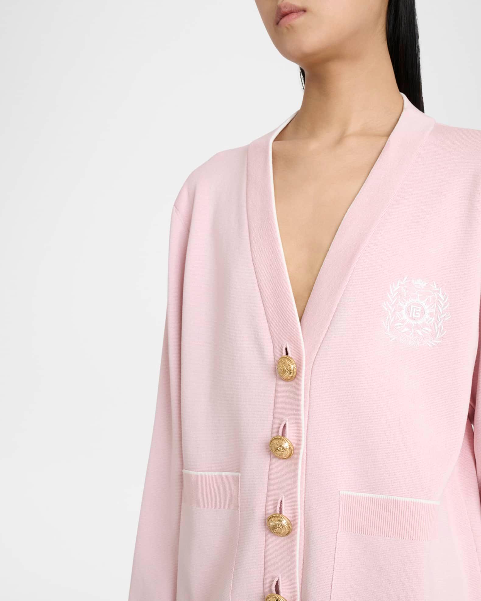 Emrboidered Loose-Fit Knit Cardigan Product Image