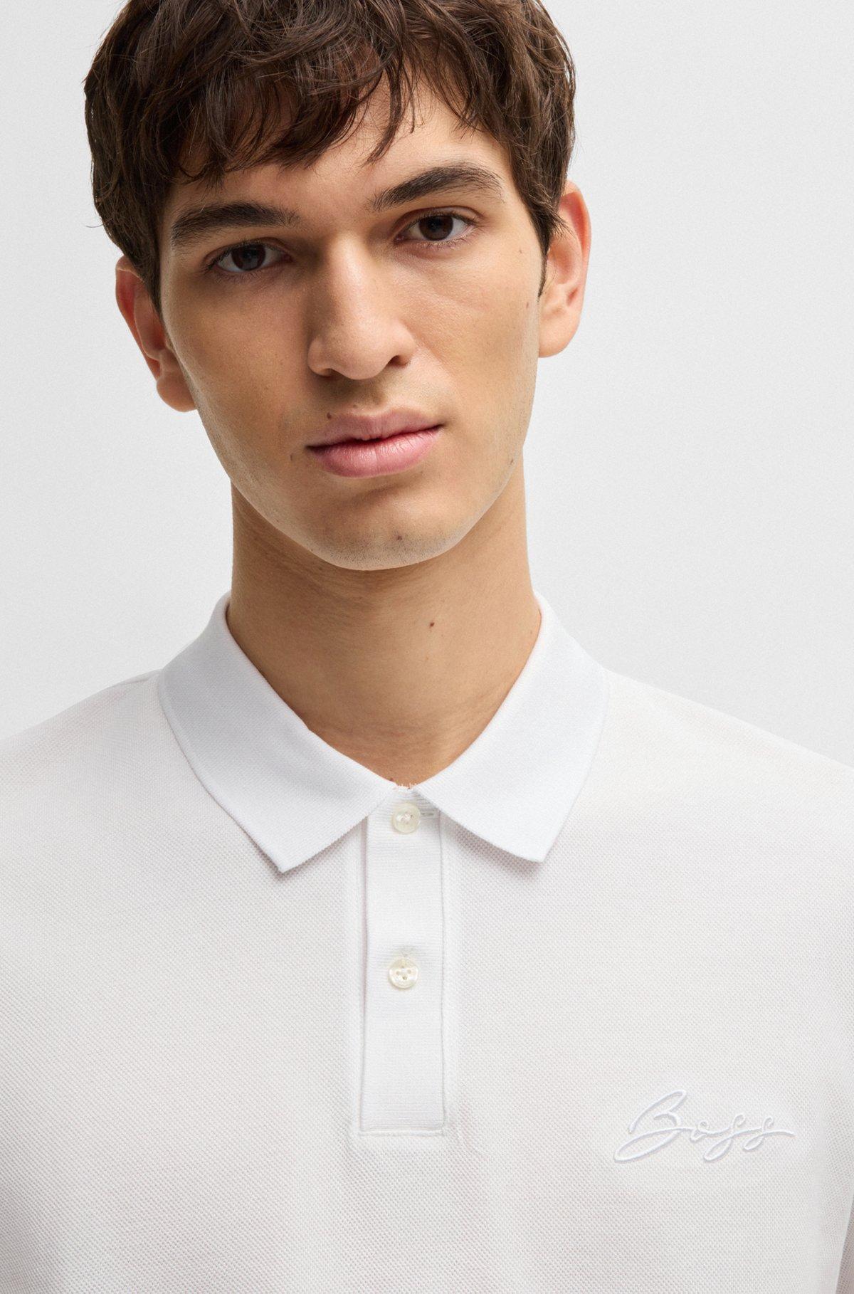 Mercerized-cotton polo shirt with script logo Product Image