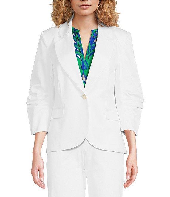 tyler boe Taylor Notch Lapel 3/4 Shirred Sleeve Single Breasted Blazer Product Image