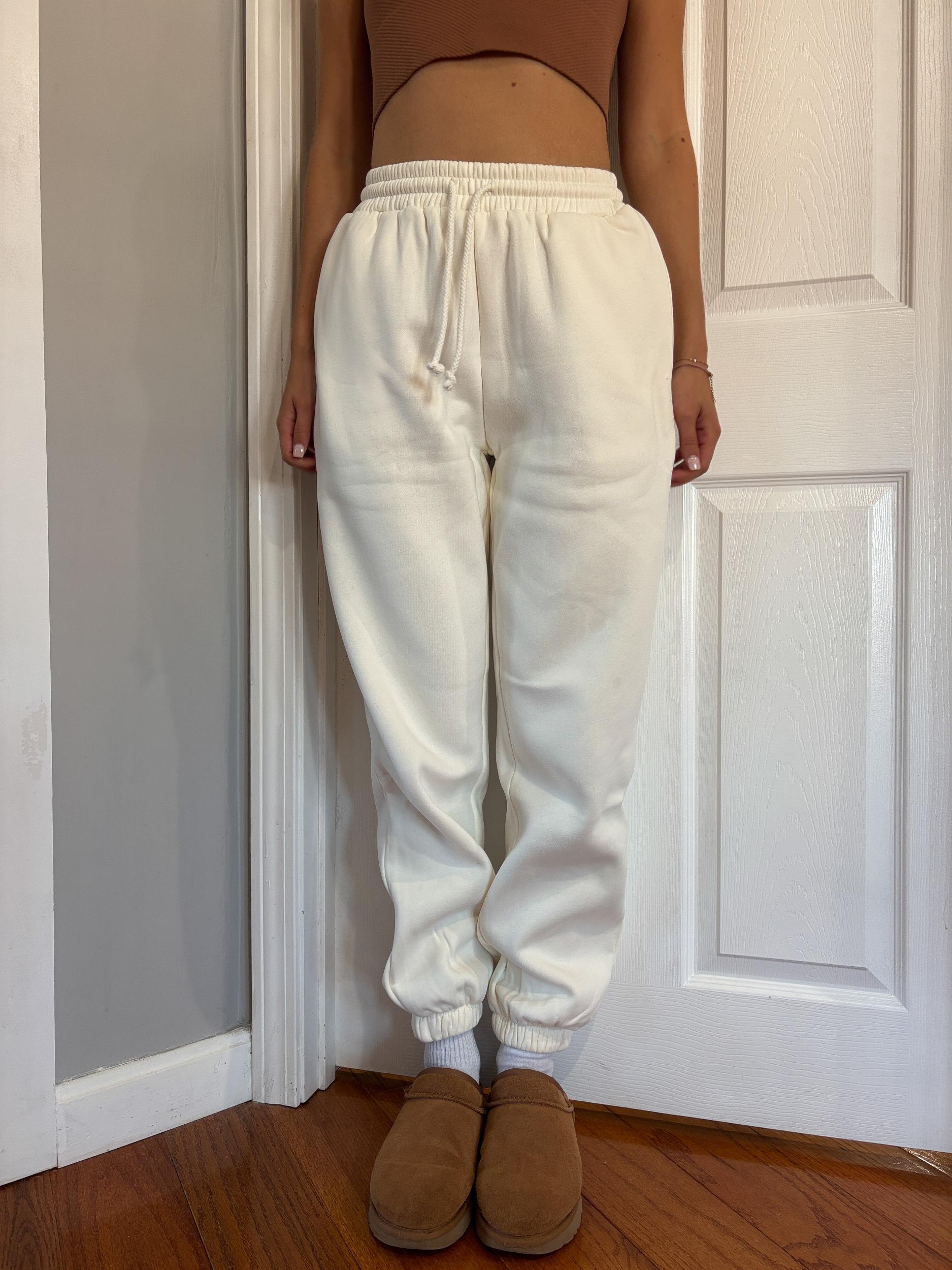 Ivory Basic Blank Jogger Sweatpants Product Image