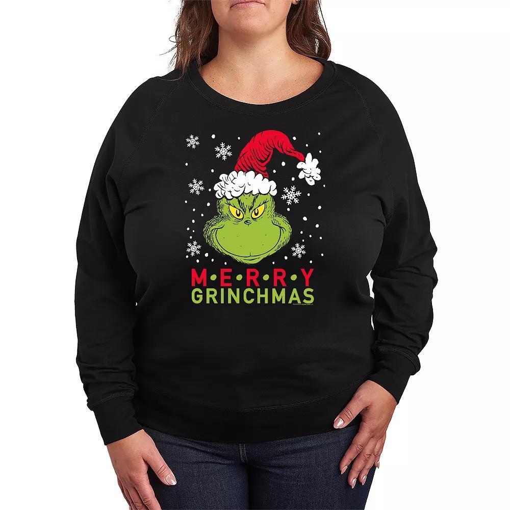 Plus Size Dr. Seuss Merry Grinchmas French Terry Long Sleeve Tee, Women's, Size: 2XL, Black Product Image