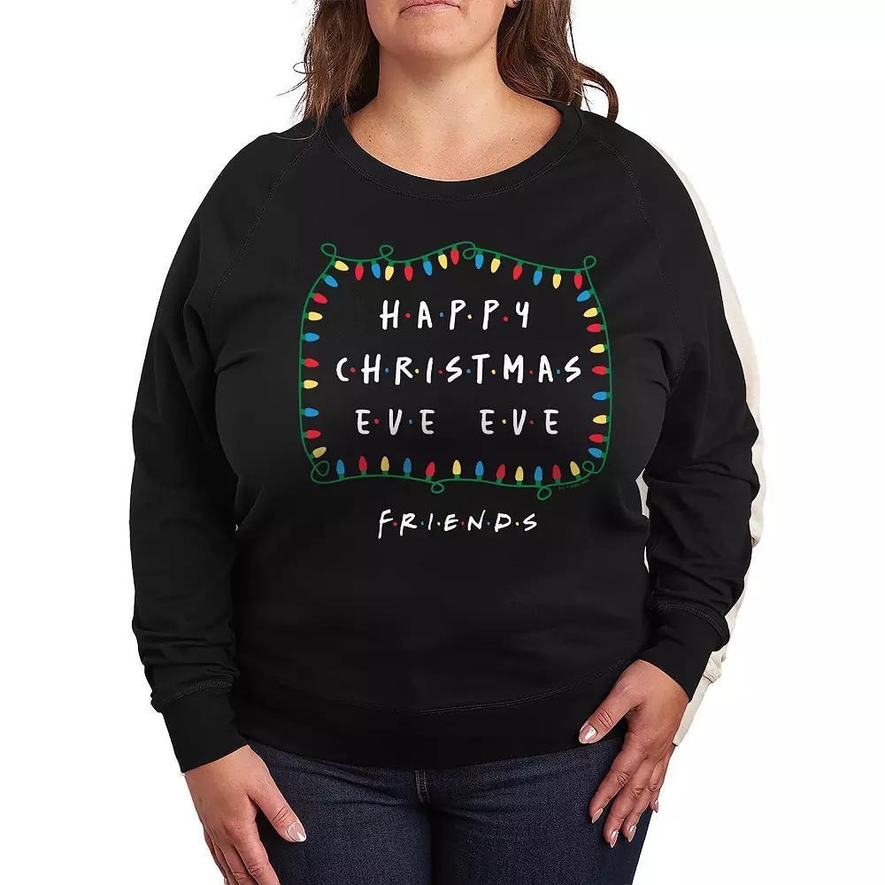 Plus Size Friends Happy Christmas Eve Eve French Terry Long Sleeve Tee, Women's, Size: 4XL, Black Product Image