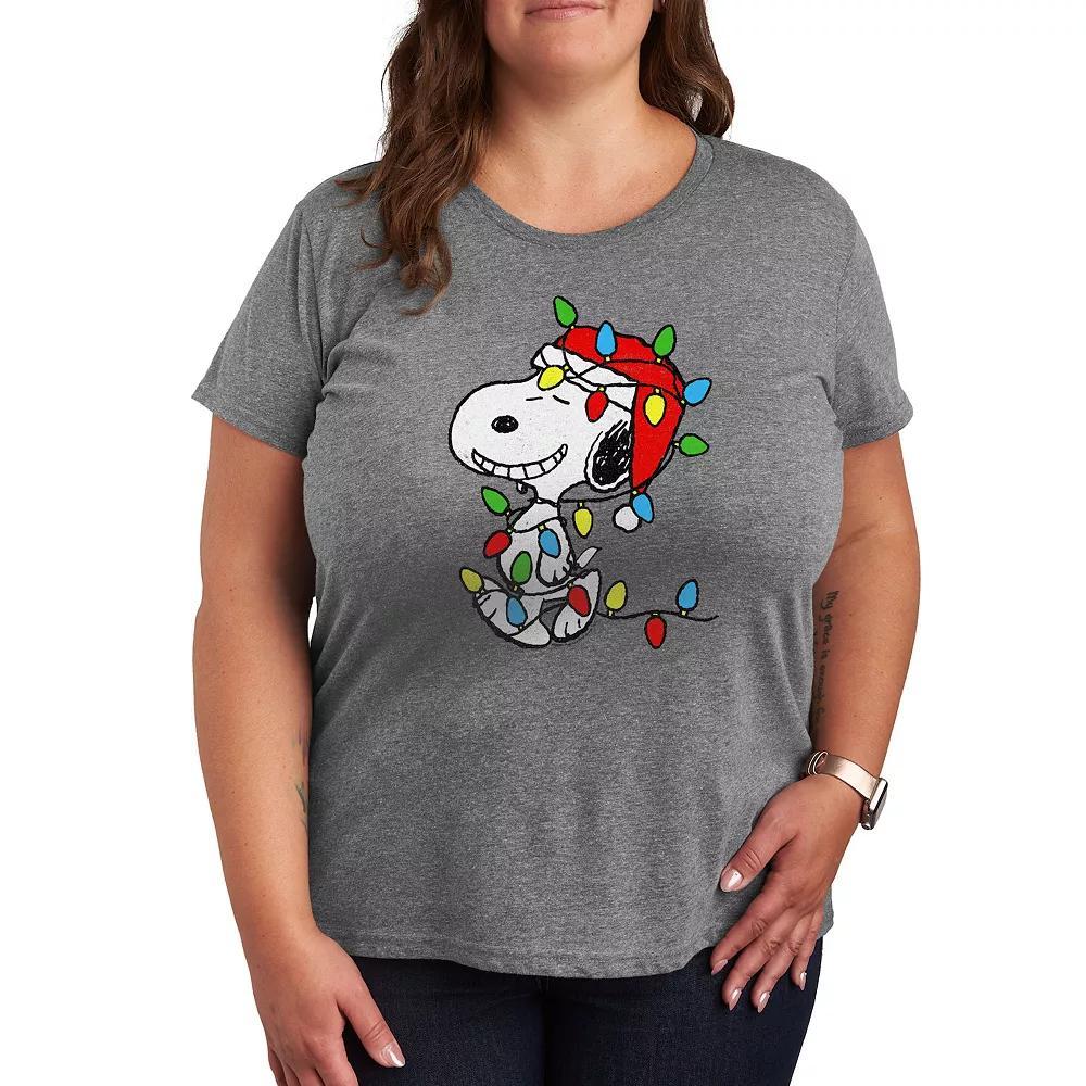 Plus Size Peanuts Woodstock Xoxo Graphic Tee, Womens Grey Gray Product Image