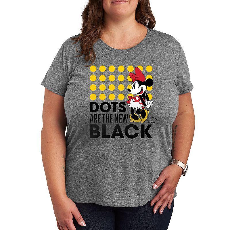 Disneys Minnie Mouse Plus Dots Are The New Black Graphic Tee, Womens Grey Gray Product Image