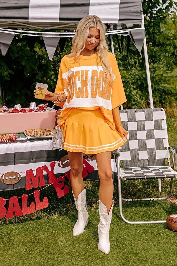 It's a Touch Down Sequin Oversized Tee in Orange Product Image