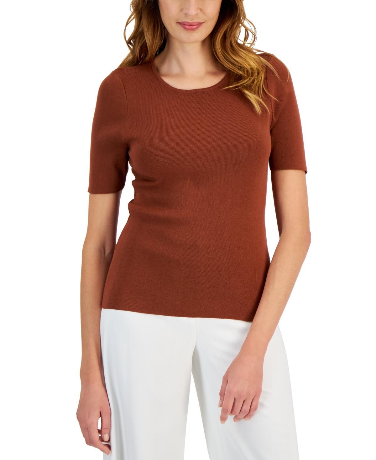 Tahari Asl Womens Short-Sleeve Crewneck T-Shirt Sweater Product Image