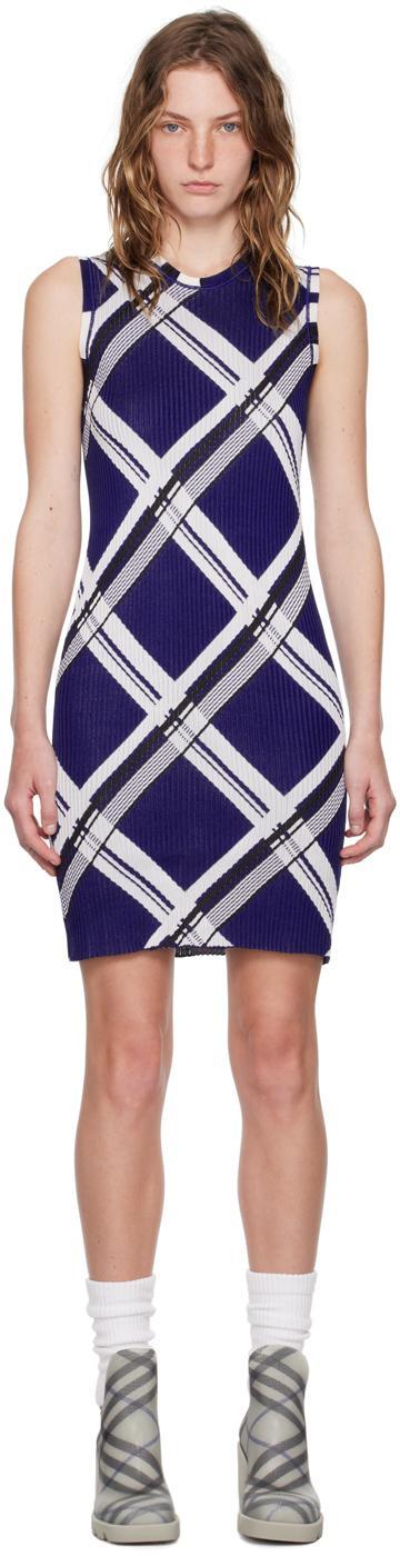 BURBERRY Blue Check Midi Dress Product Image