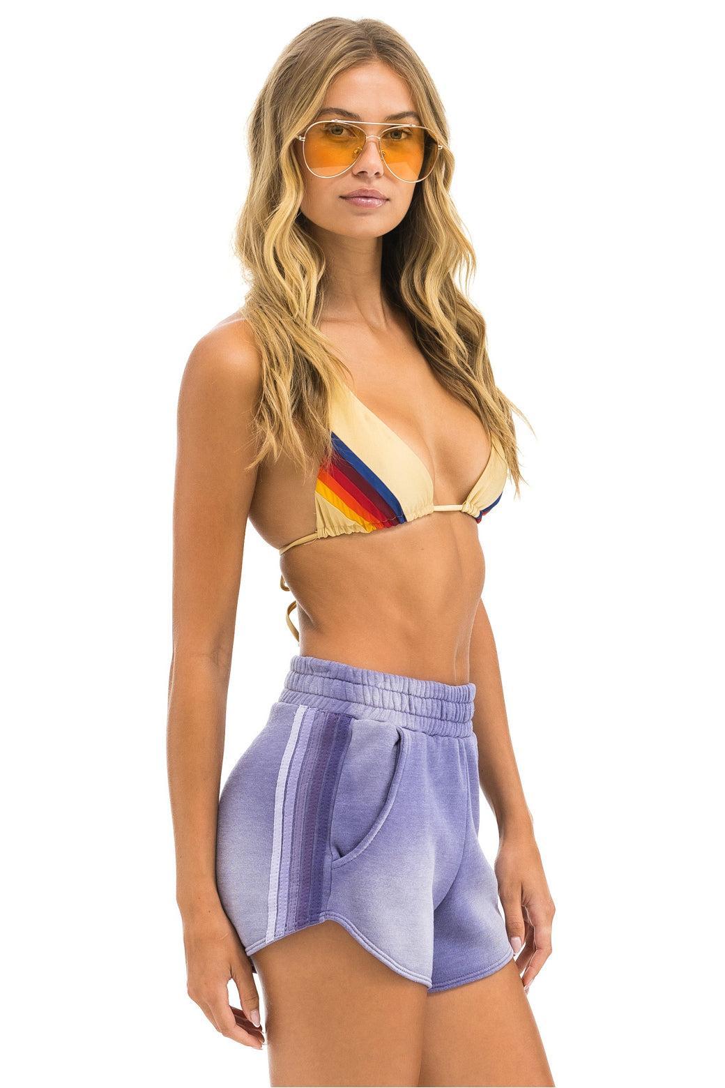 5 STRIPE POCKET CLUB SHORTS - FADED GRAPE Female Product Image