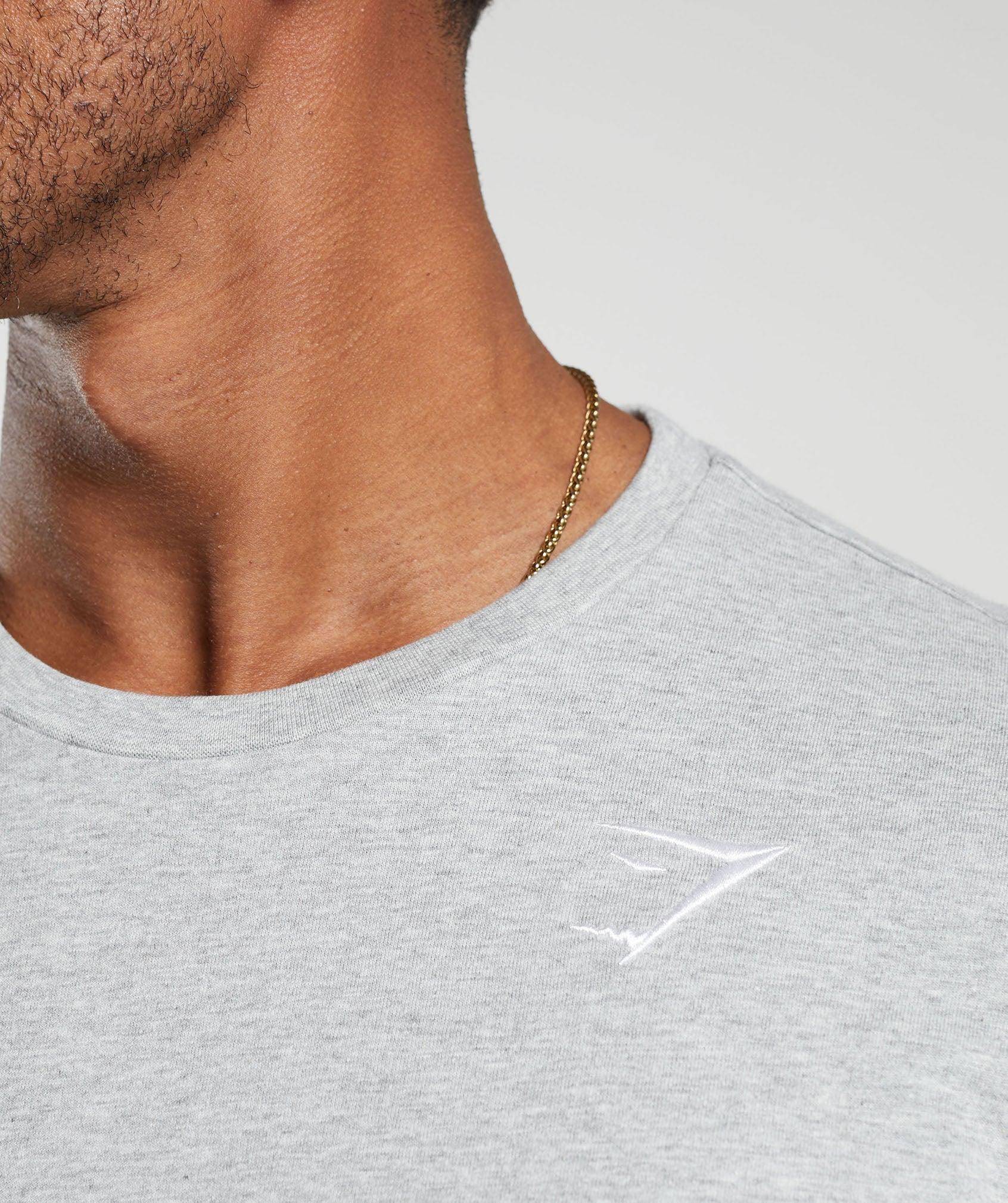 Gymshark Crest Long Sleeve T-Shirt - Light Grey Marl Male Product Image