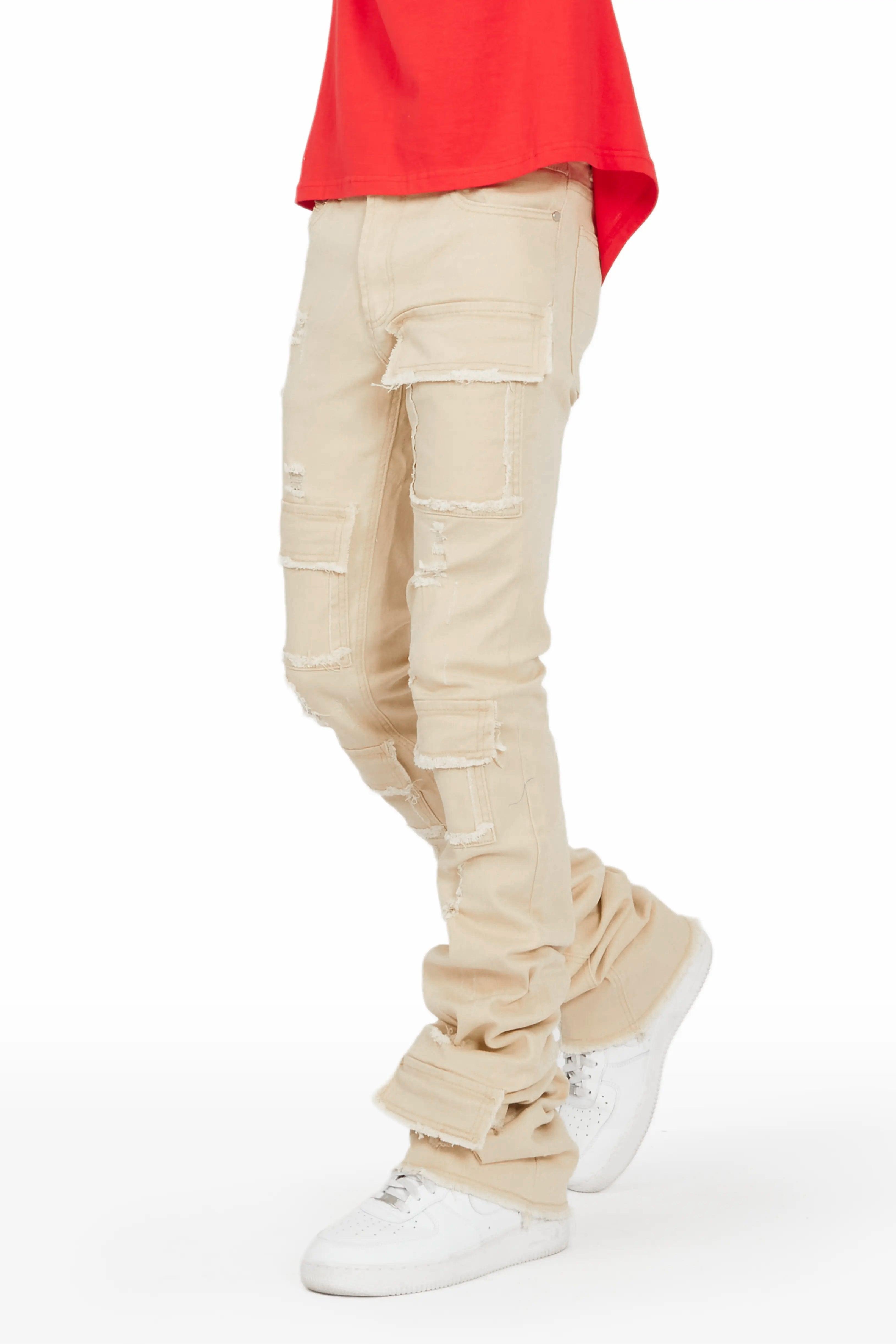 Petrus Beige Super Stacked Flare Jean Male Product Image