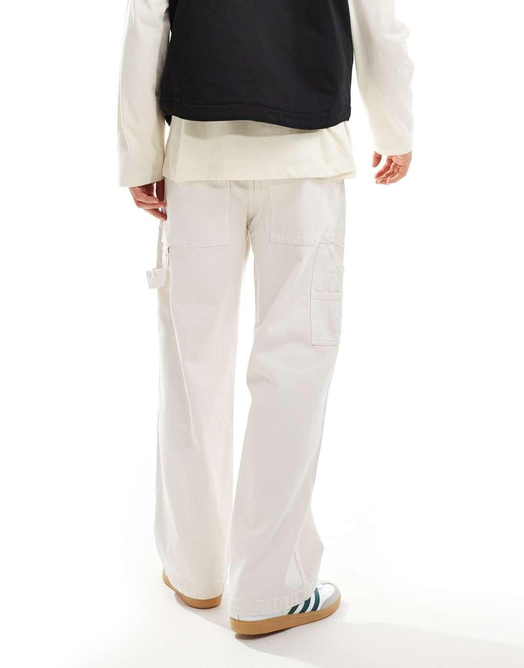 Bershka carpenter pants in ecru Product Image