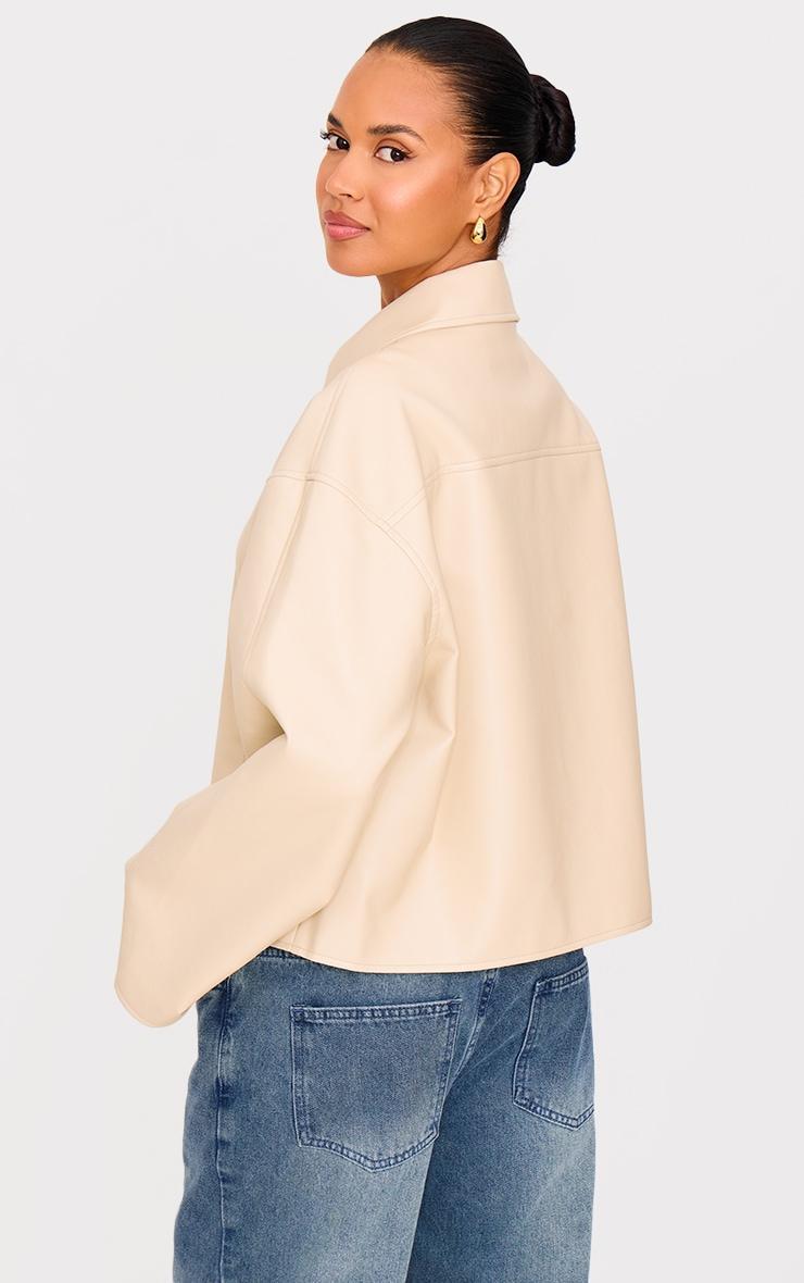 Cream Zip Through PU Jacket Product Image